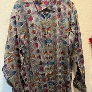 Visconti Black Polka Dot Shirt Size 2XL